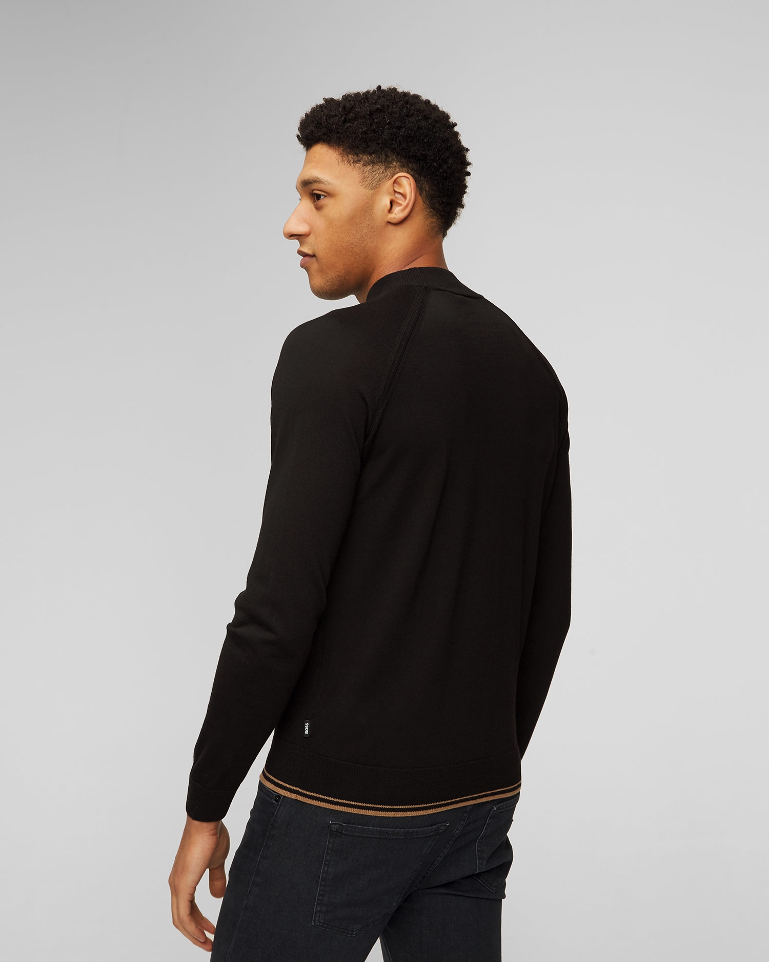 Černý vlněný pánský svetr Hugo Boss Perfino