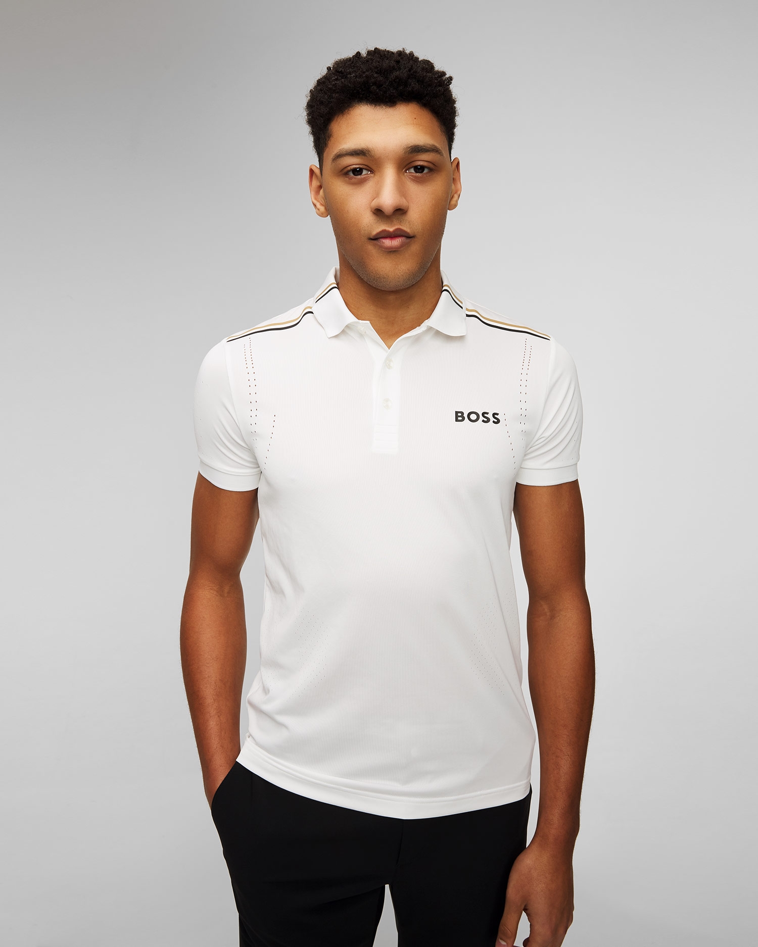 Bílé pánské polo tričko BOSS X MATTEO BERRETTINI Patteo