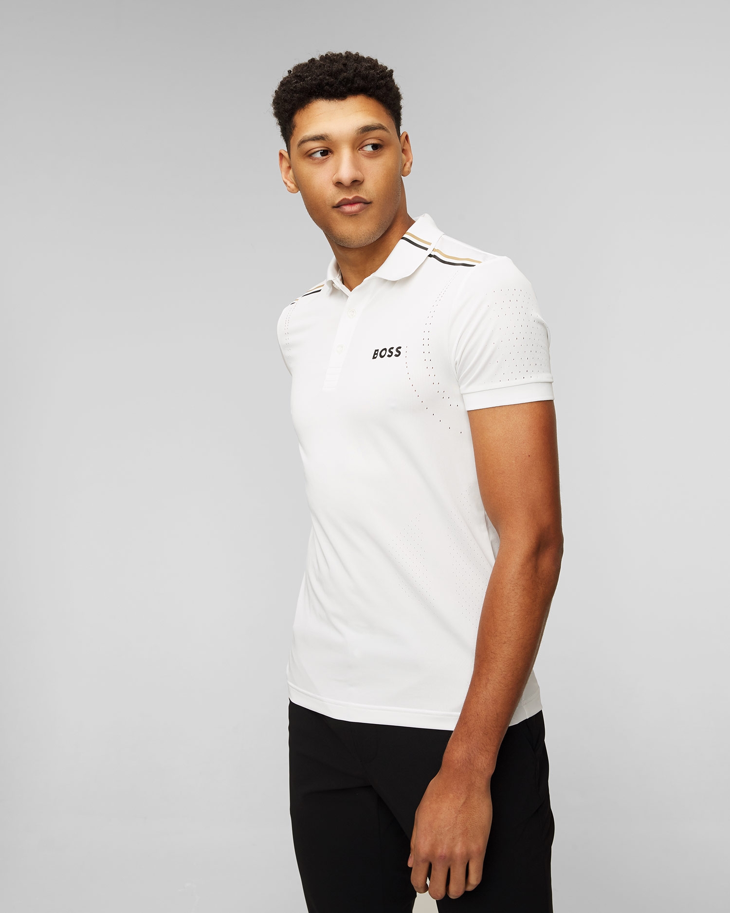 Bílé pánské polo tričko BOSS X MATTEO BERRETTINI Patteo