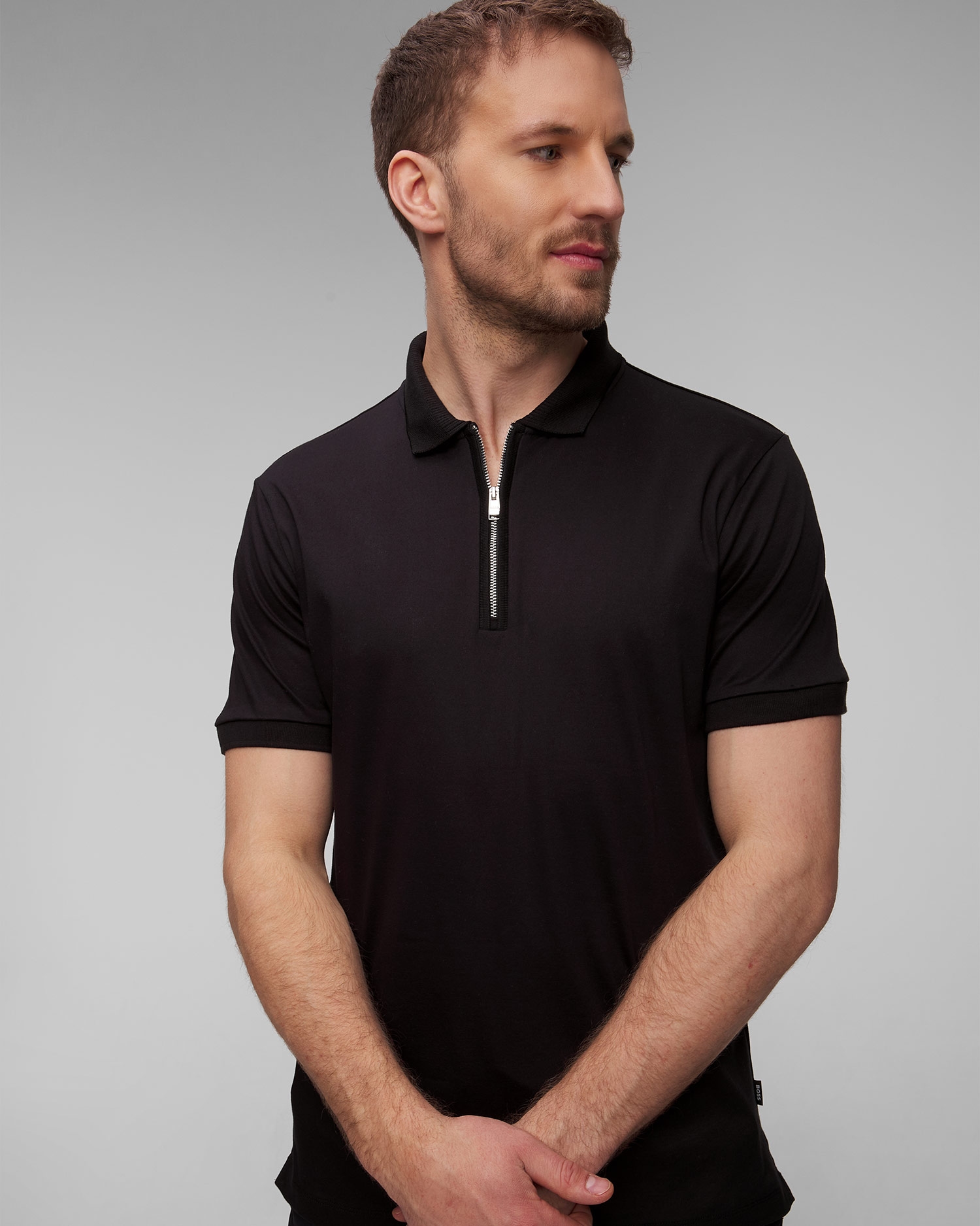 Pánská černá polokošile Hugo Boss Polston