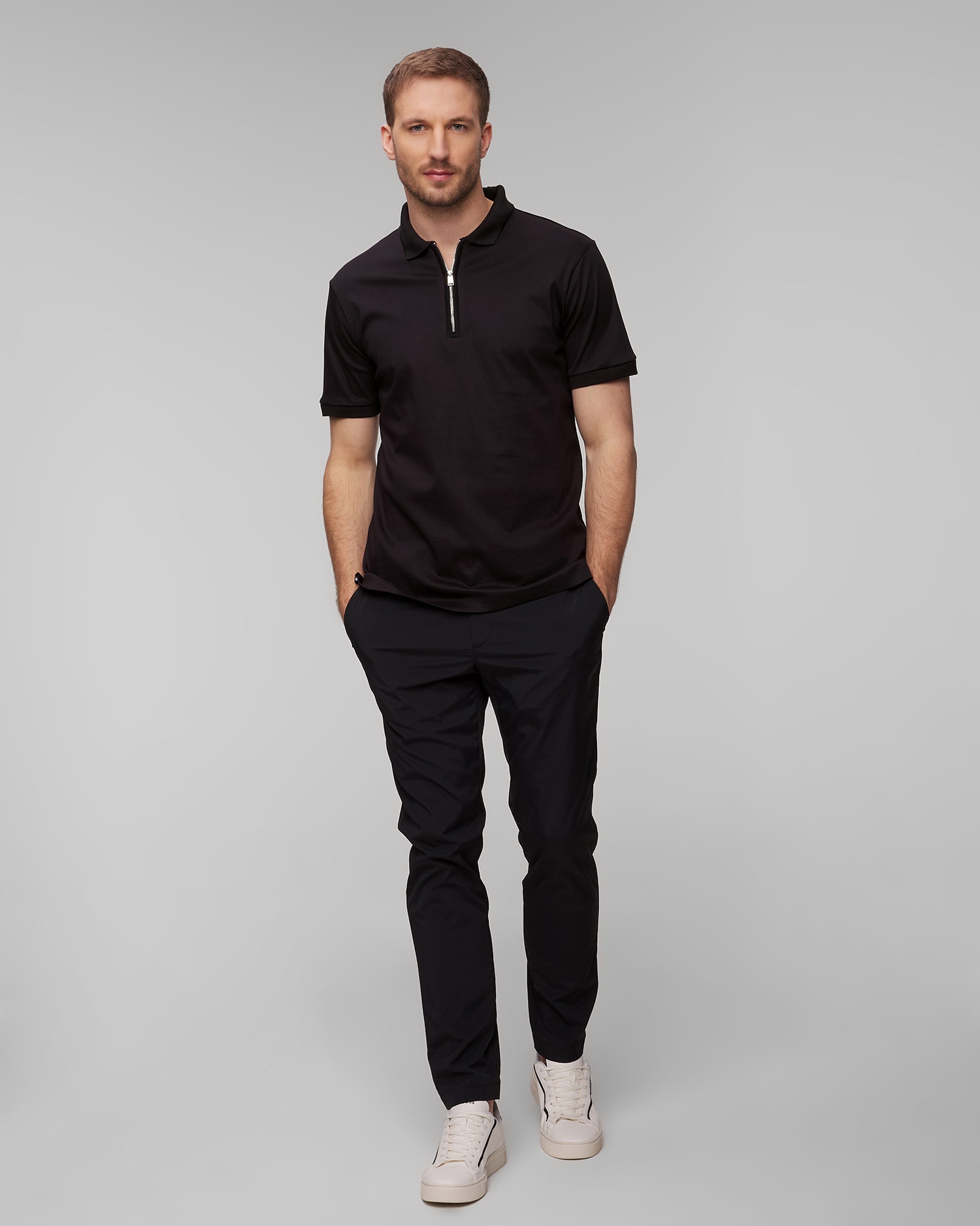 Pánská černá polokošile Hugo Boss Polston