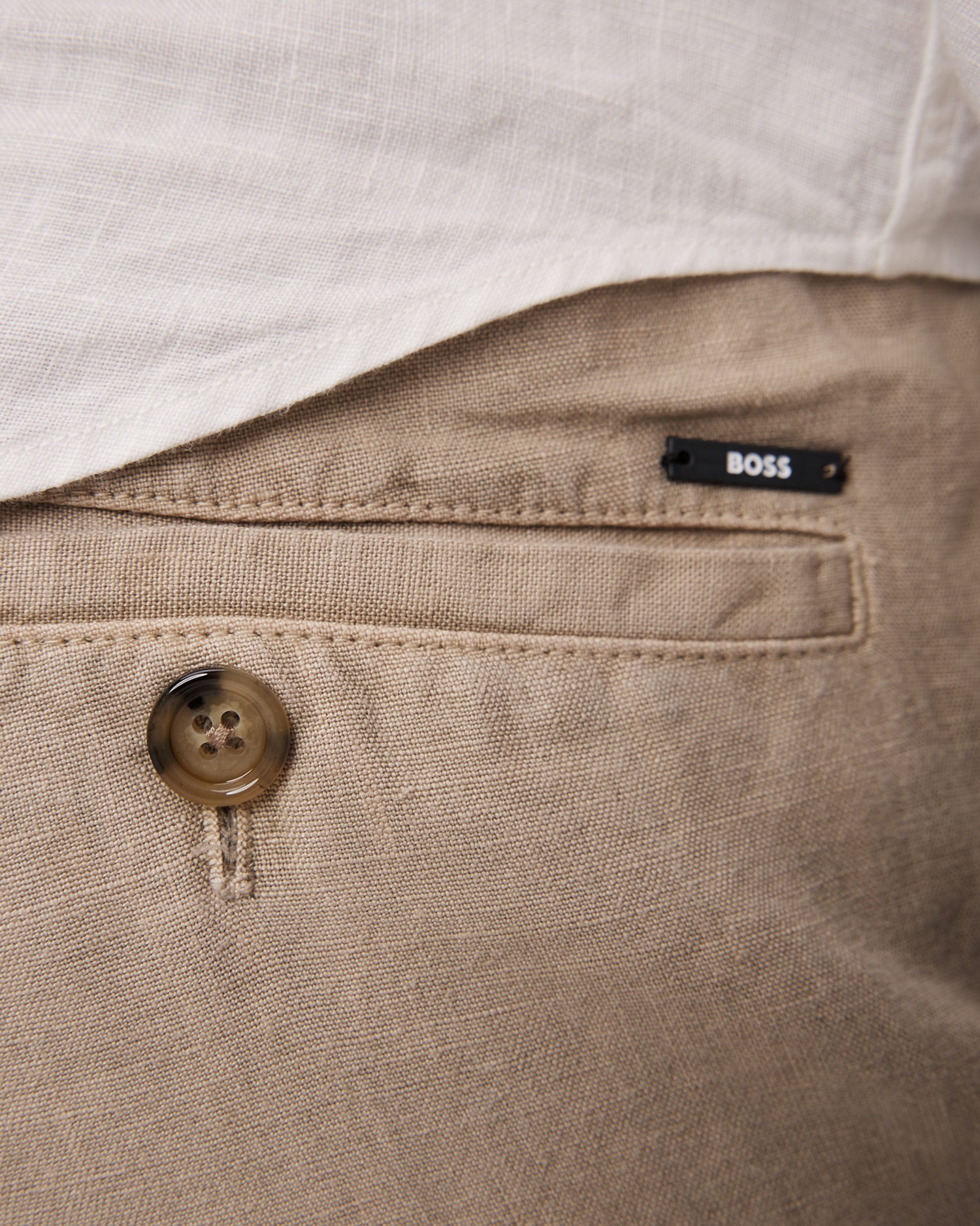 Lněné pánské kalhoty Hugo Boss C-Genius v Béžové Barvě