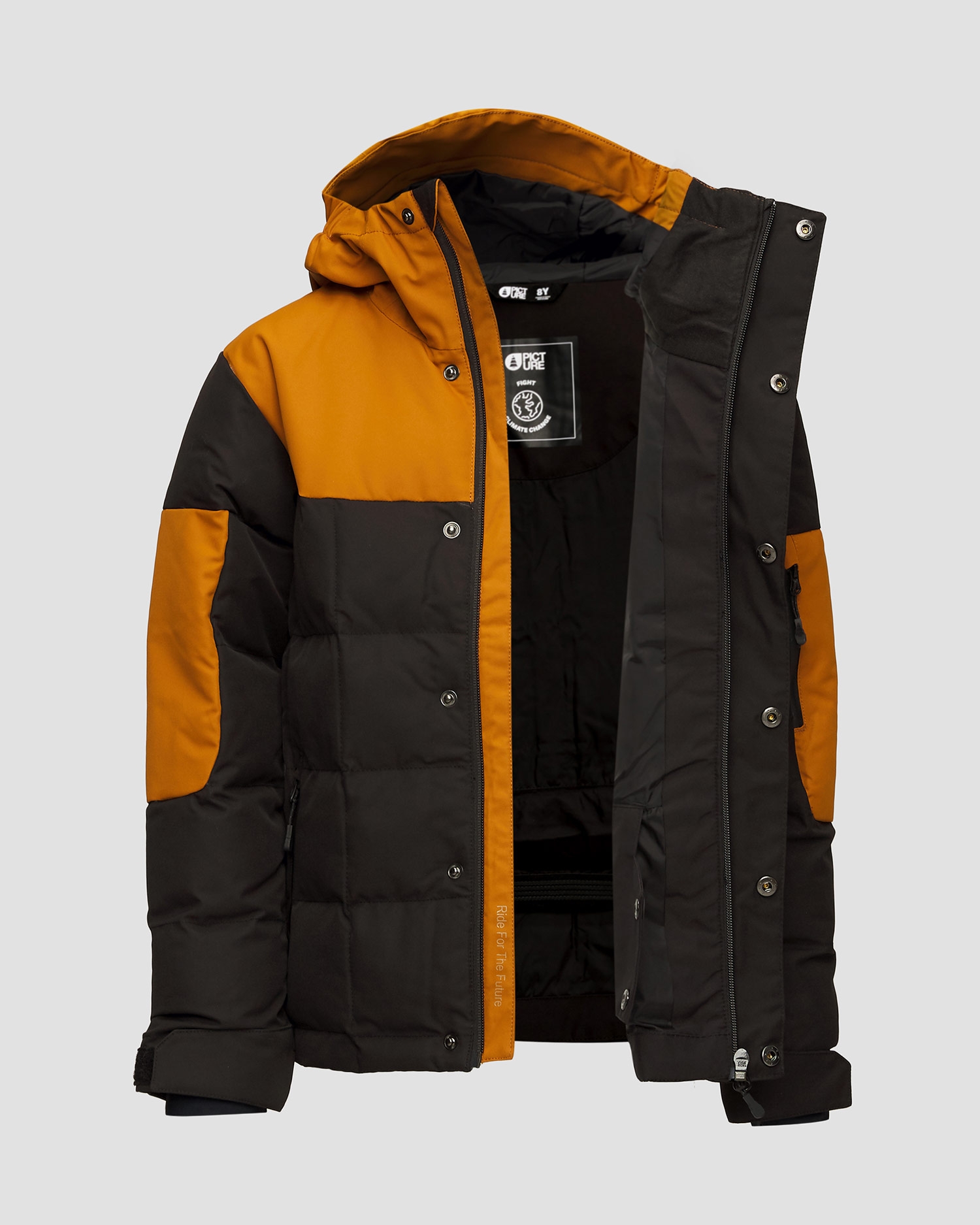 Černá a hnědá dětská lyžařská bunda Picture Organic Clothing Olyver 20/20