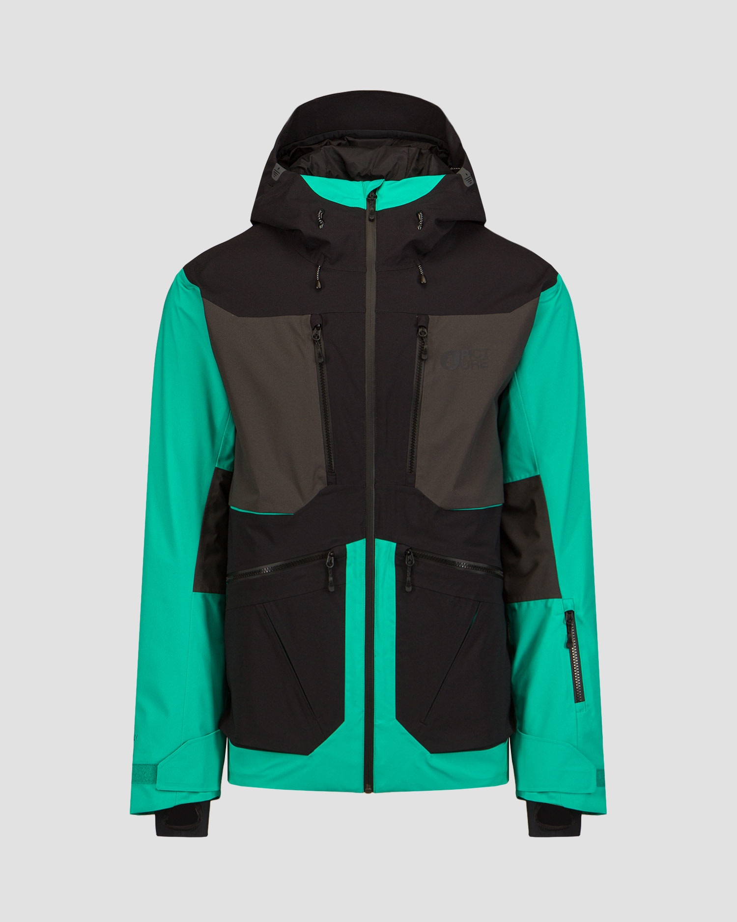 Zelená a černá pánská freeridová bunda Picture Organic Clothing Naikoon 20/20