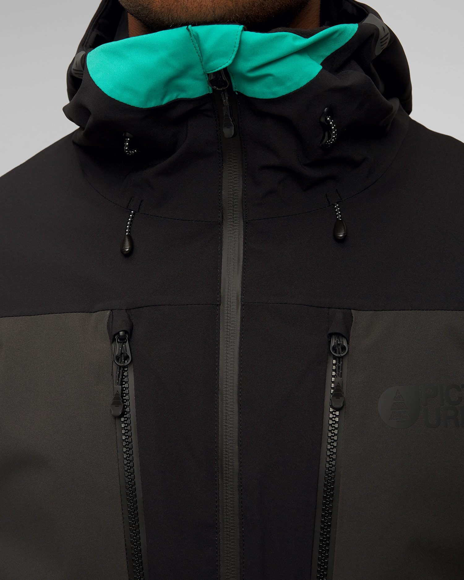 Zelená a černá pánská freeridová bunda Picture Organic Clothing Naikoon 20/20