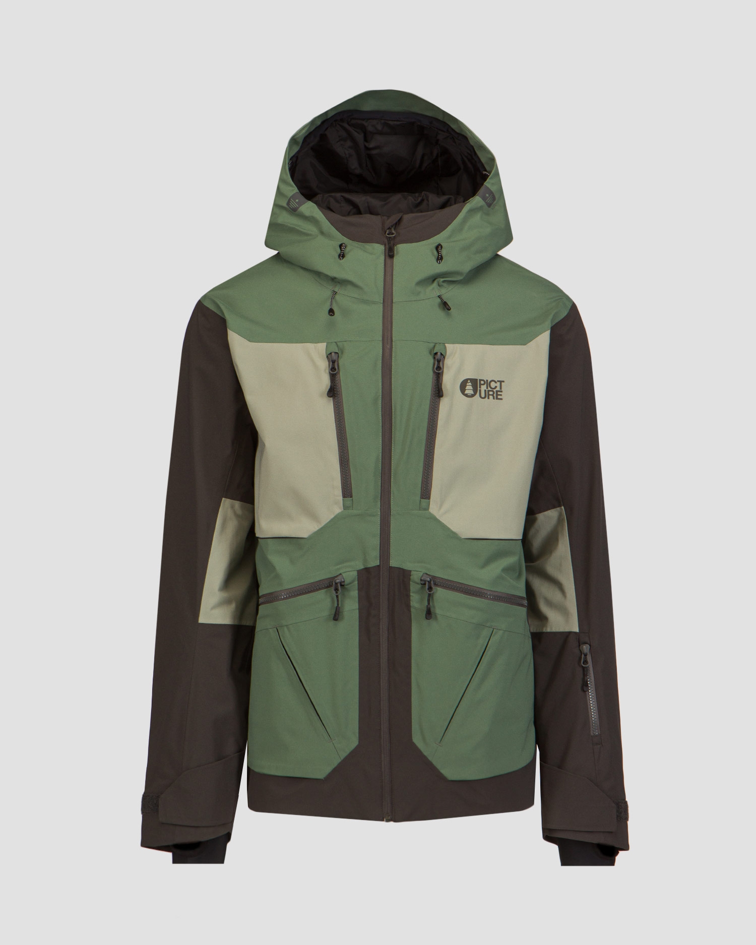 Zelená a černá pánská freeridová bunda Picture Organic Clothing Naikoon 20/20