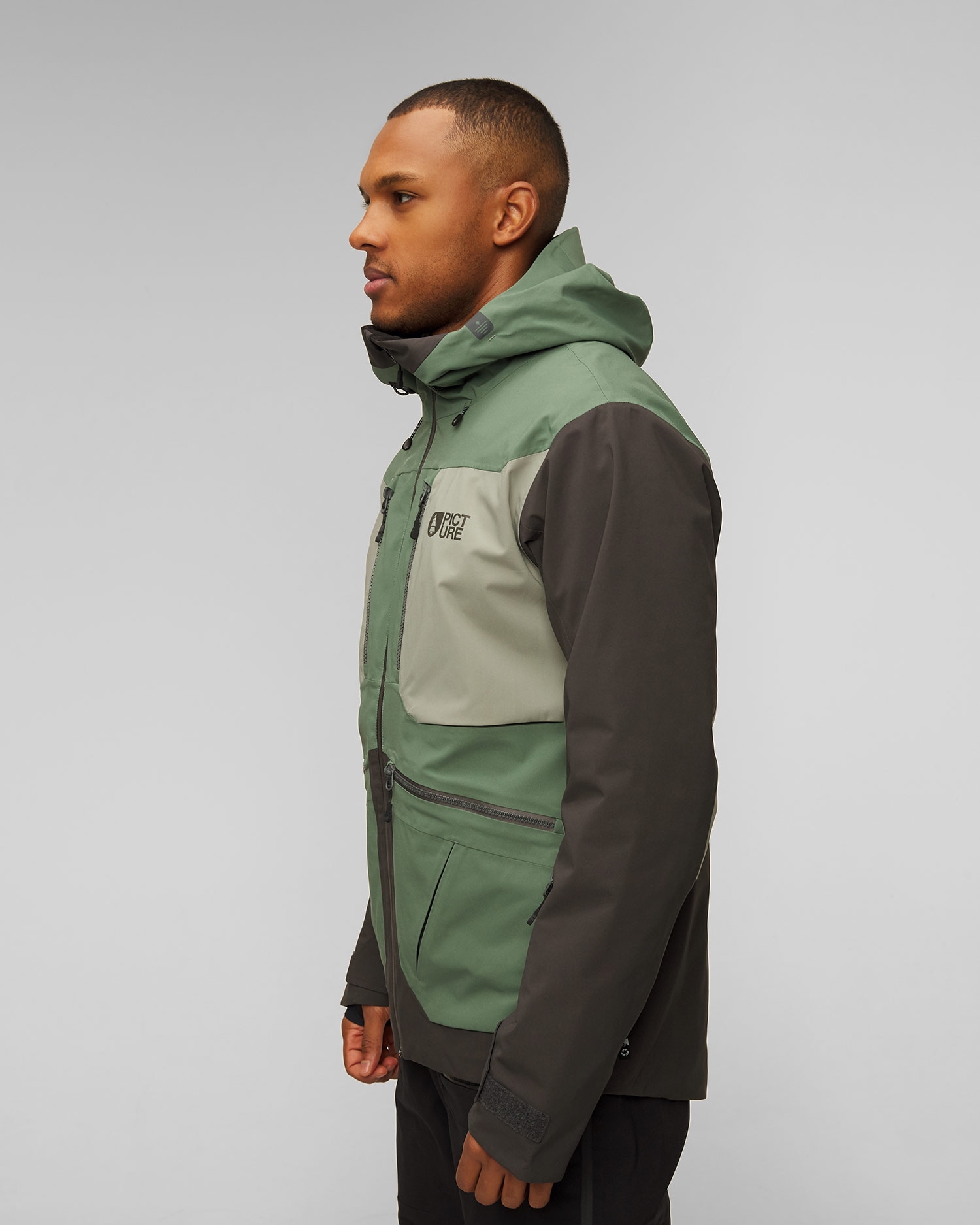 Zelená a černá pánská freeridová bunda Picture Organic Clothing Naikoon 20/20