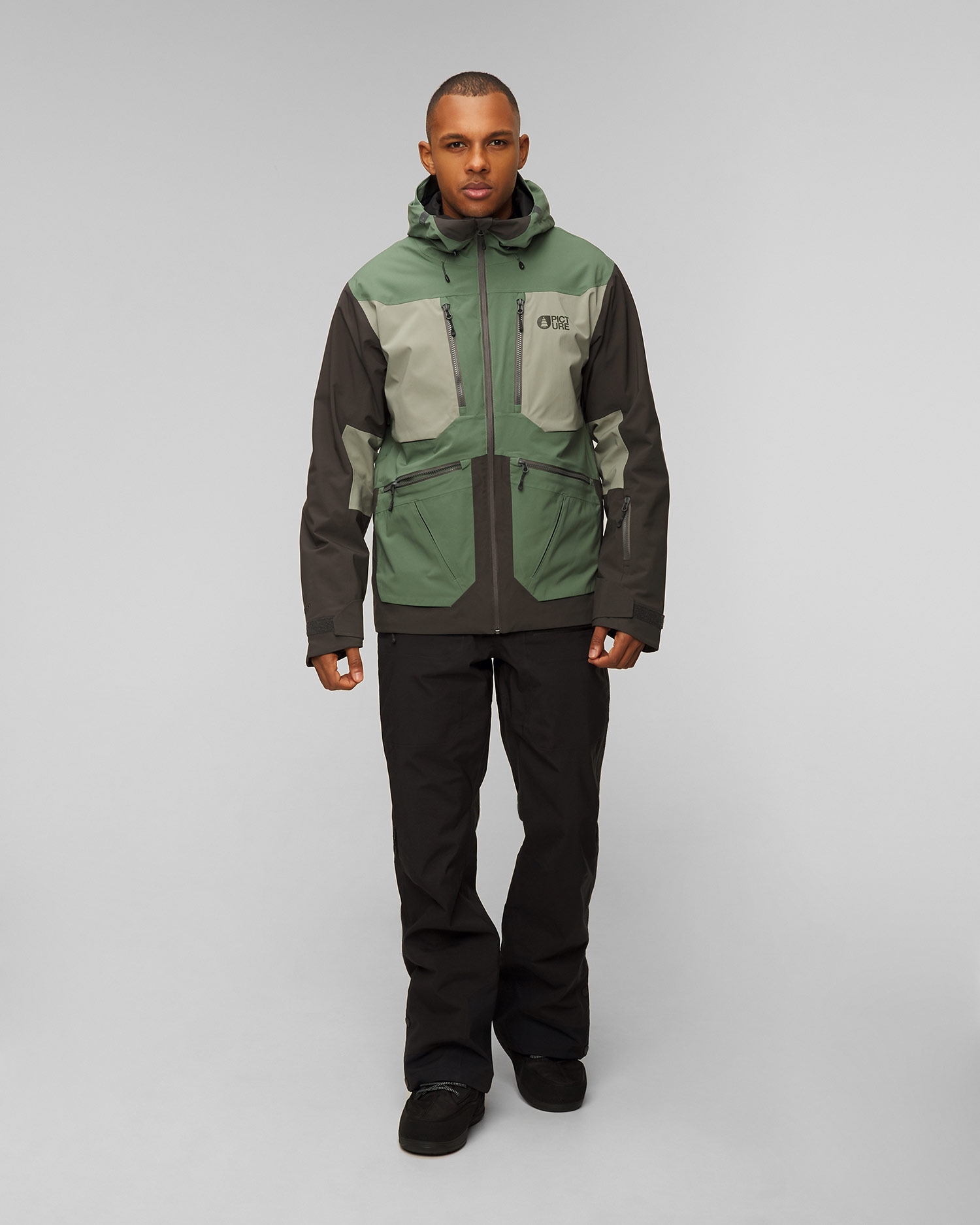 Zelená a černá pánská freeridová bunda Picture Organic Clothing Naikoon 20/20