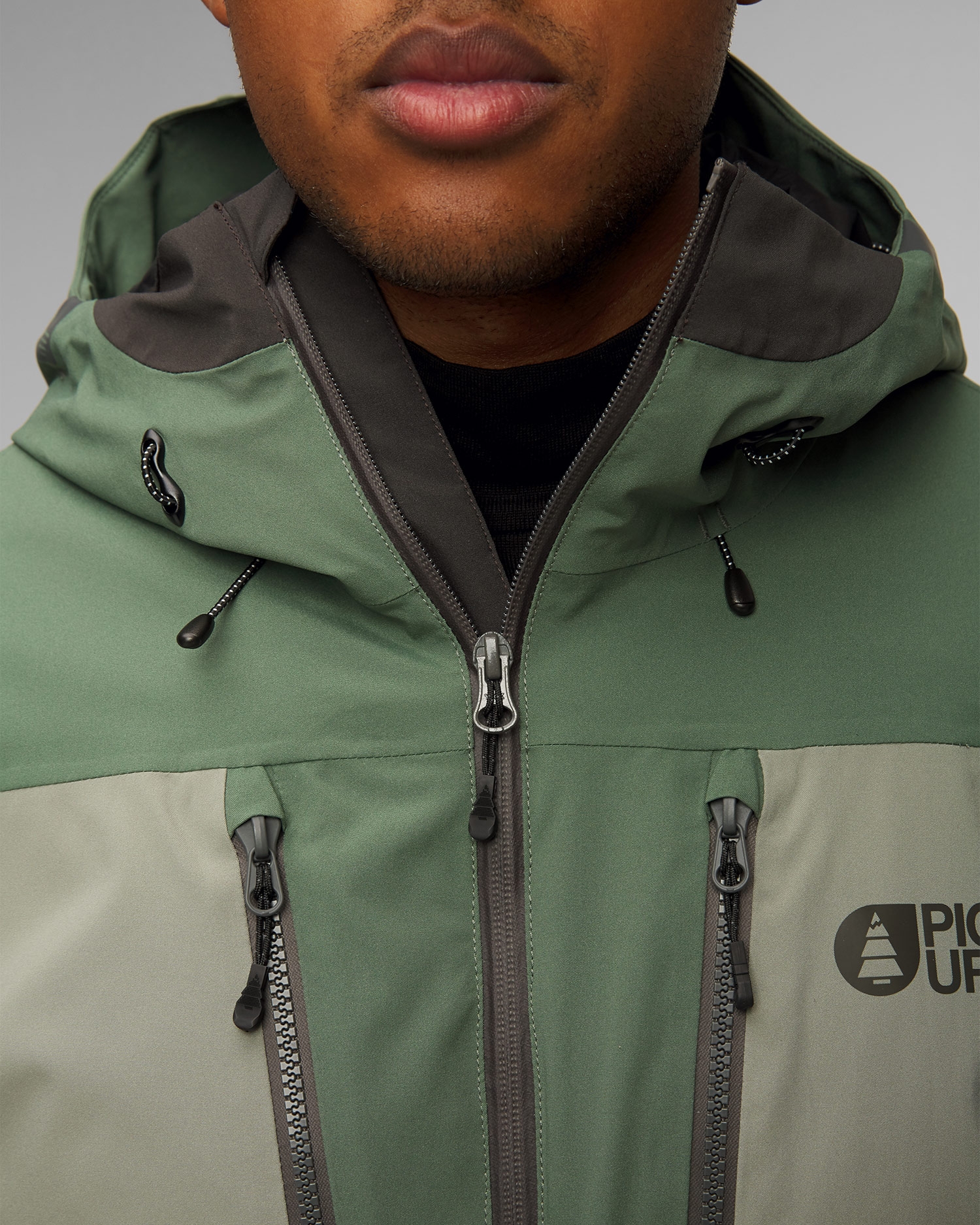 Zelená a černá pánská freeridová bunda Picture Organic Clothing Naikoon 20/20