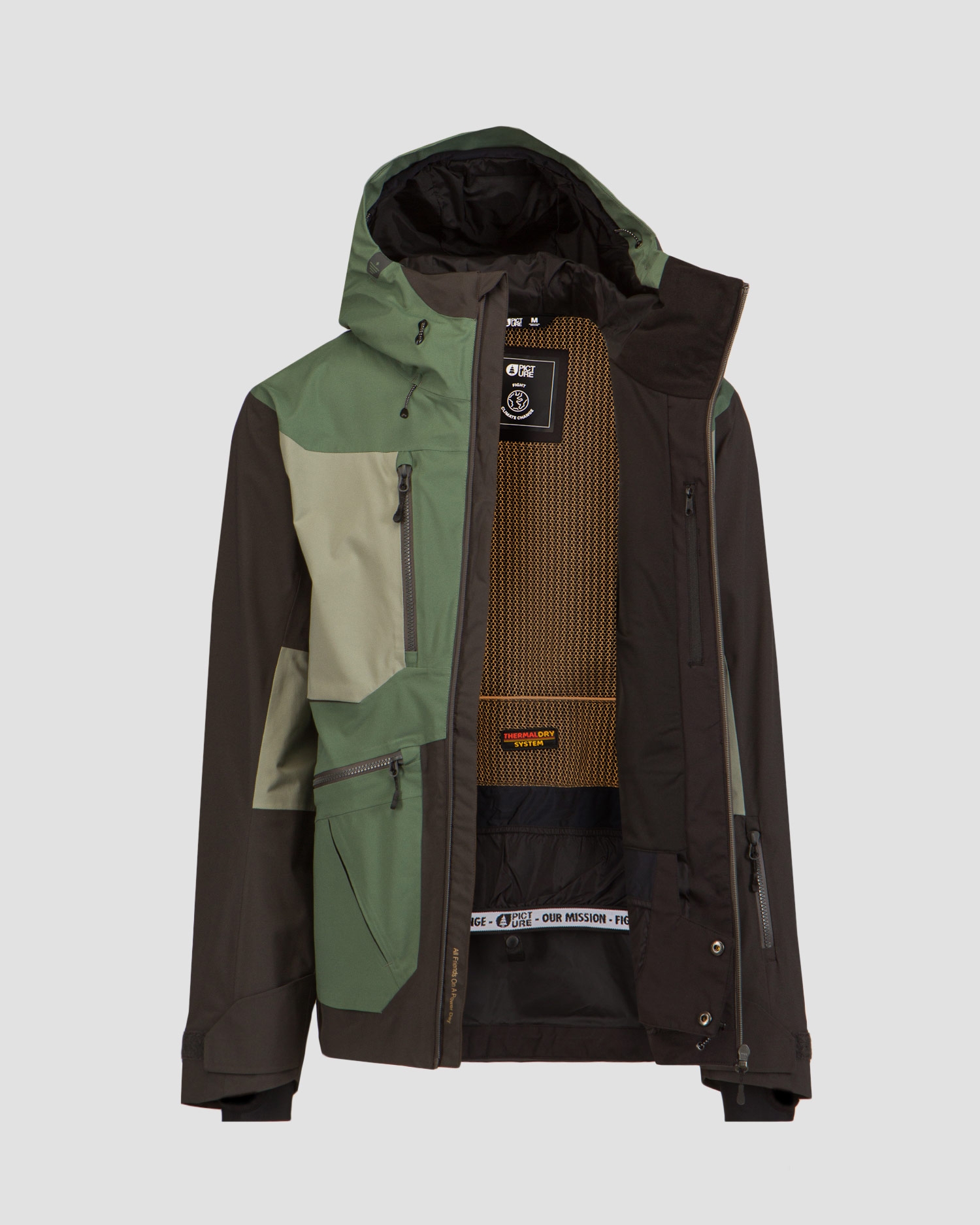 Zelená a černá pánská freeridová bunda Picture Organic Clothing Naikoon 20/20