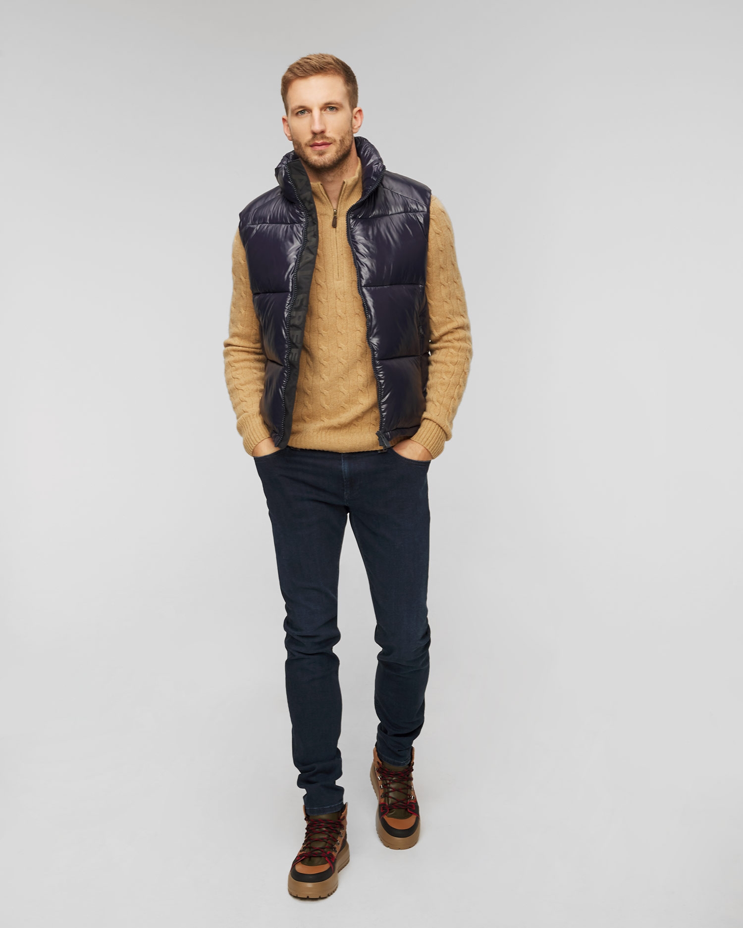 Tmavě modrá pánská péřová vesta Save the Duck Ailantus