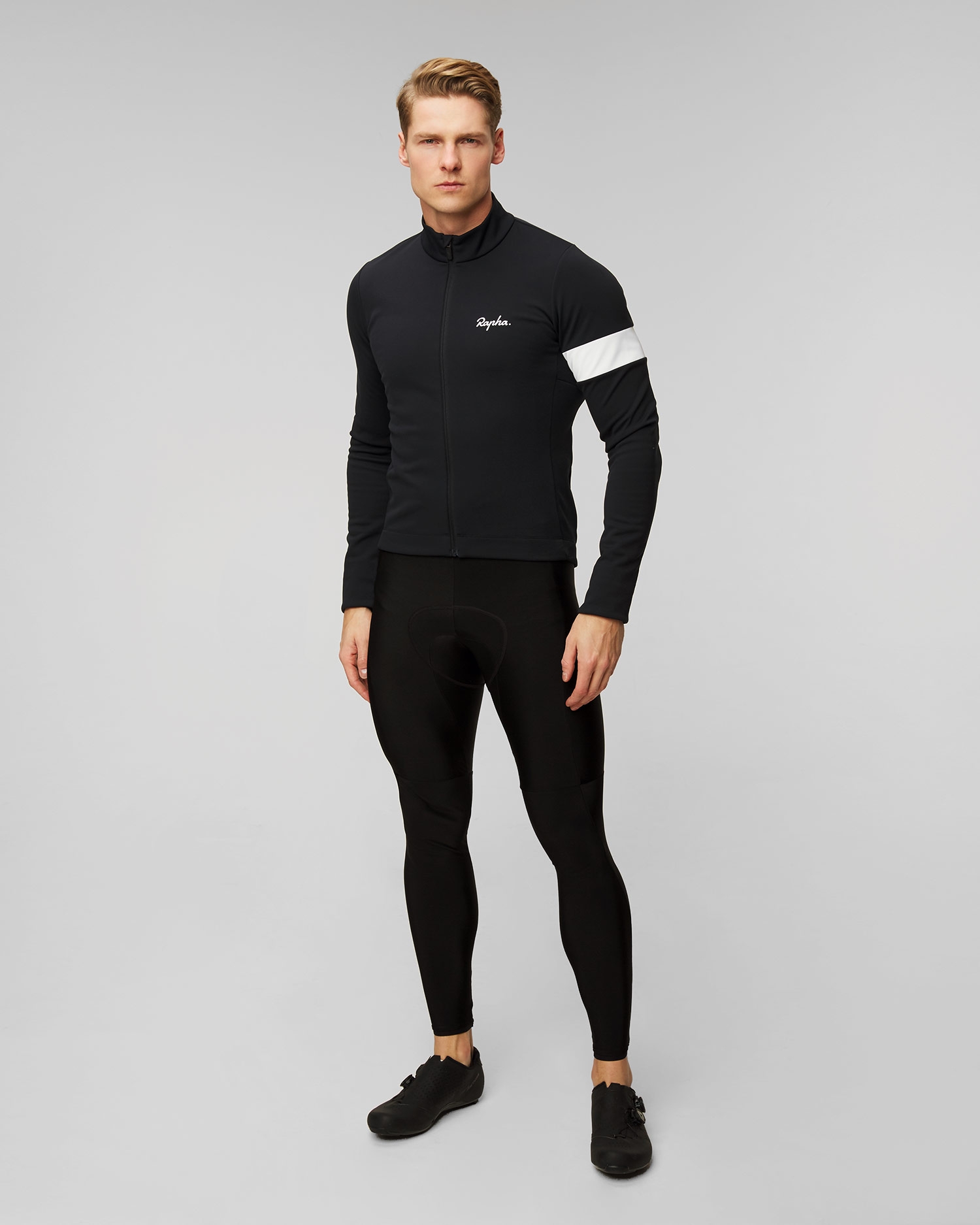 Černá zimní pánská bunda cyklistická větrovka Rapha Core