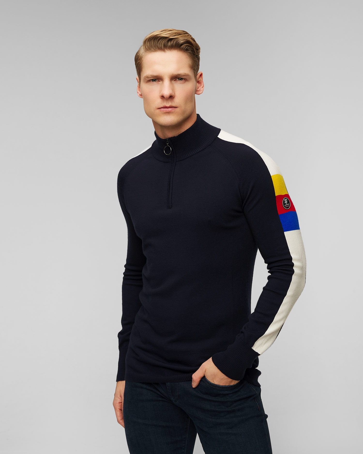 Tmavě modrý pánský rolák na zip We Norwegians Varden