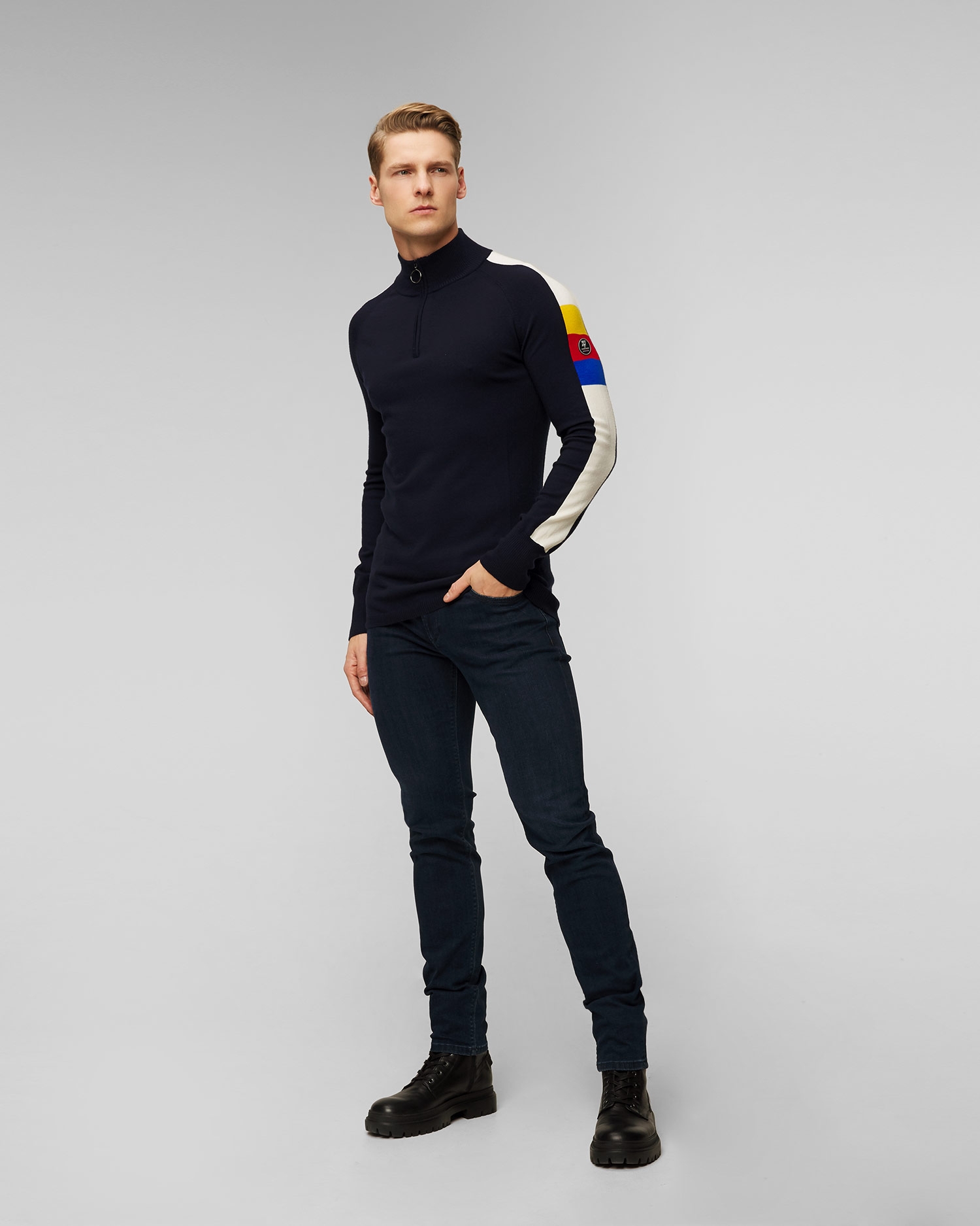 Tmavě modrý pánský rolák na zip We Norwegians Varden