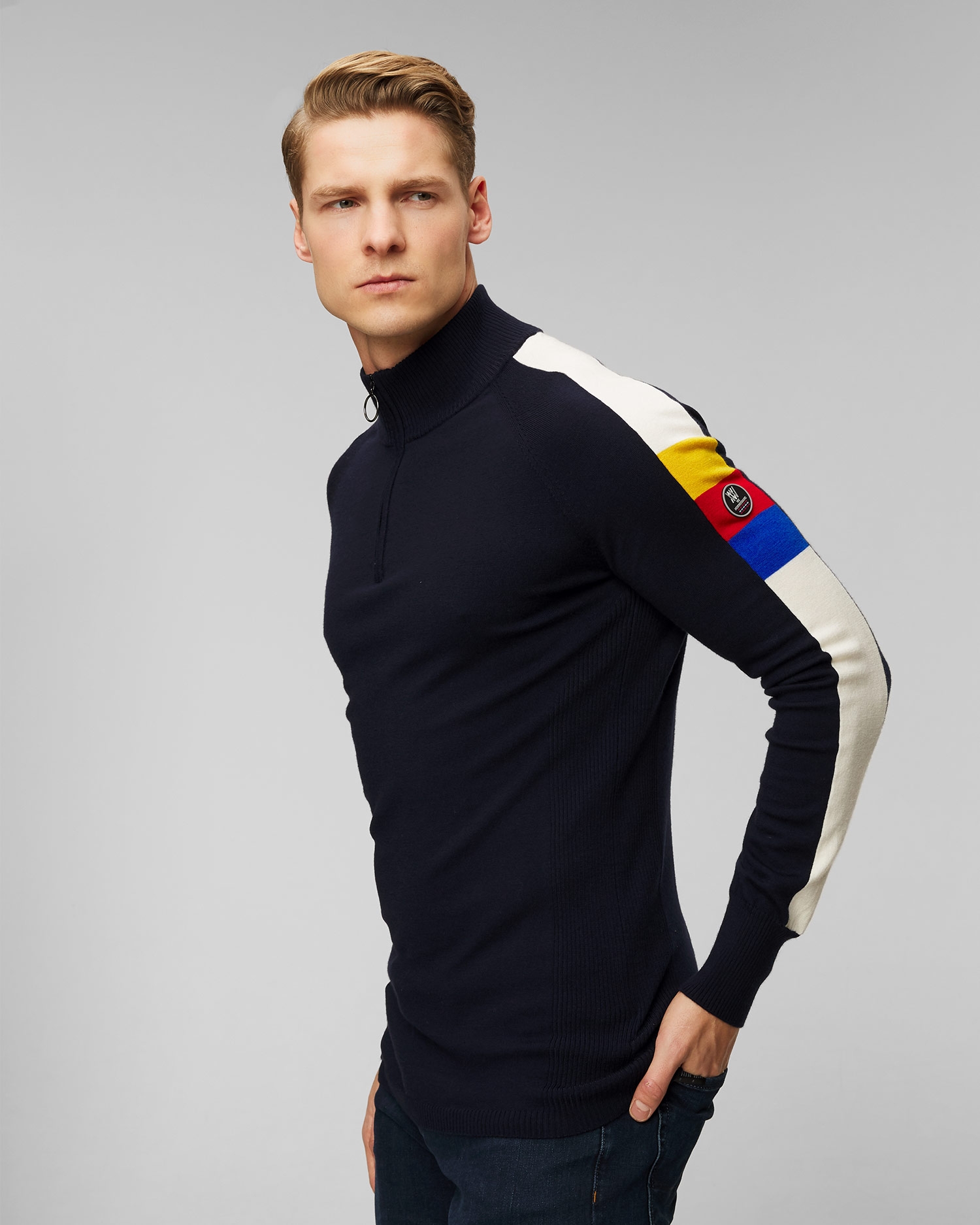 Tmavě modrý pánský rolák na zip We Norwegians Varden